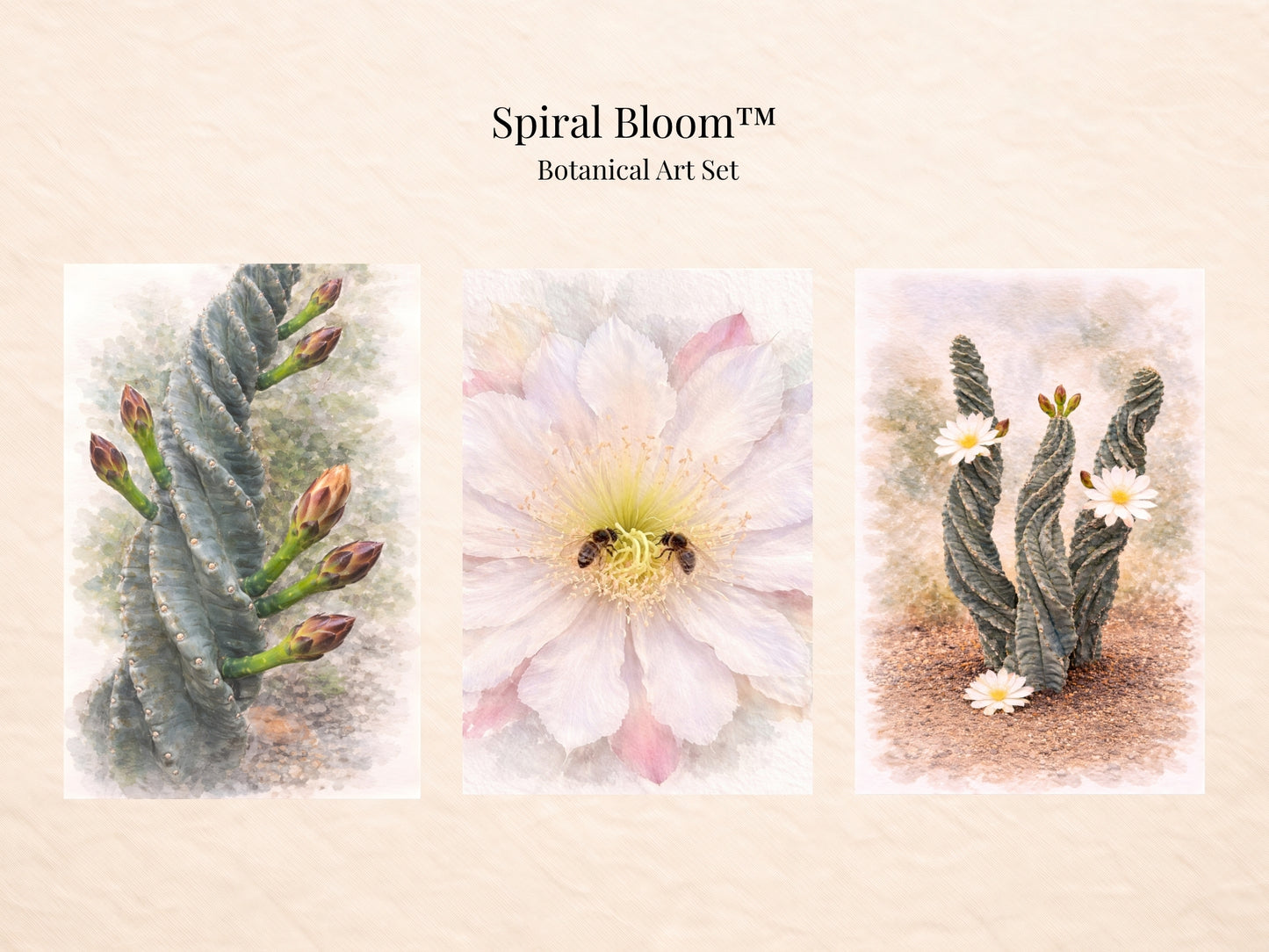 Spiral Bloom™ Botanical Art Set (3 Prints) – Digital Download